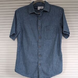Men's Blue Short Sleeve Button Down Shirt
